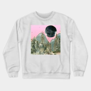 moon rising under pink sky Crewneck Sweatshirt